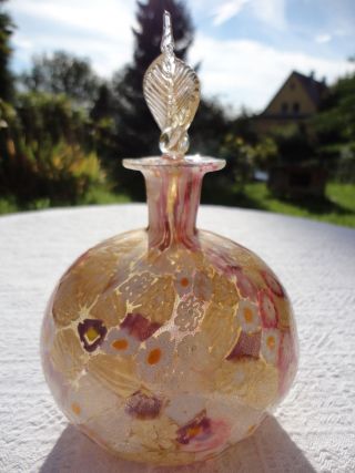 Xl Murano Glas Vase / Flakon Mit Gold U.  Murrinen Von G.  Urban,  15cm Bild