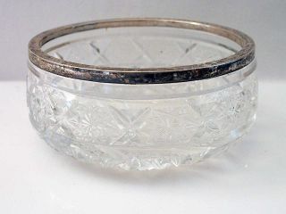 Wunderschöne Kristall Schale Mit 800 Silber Rand Bild