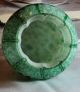 Alte Kleine Vase Opalglas Farblos überfangen Mit Grünen Pulvereinschmelzungen Dekorglas Bild 1