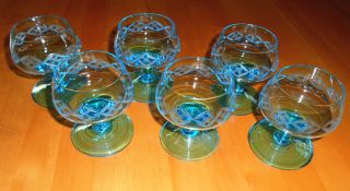 6 Stück Bleikristall Gläser - Likörschalen - Türkis Bild