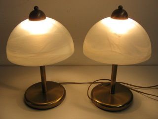 Rar 2 Orig.  Murano Glas Messing Tischlampen Lampe Nachttischlampe Ca.  38cm Ca 60j Bild