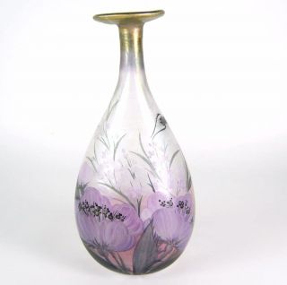 Glashütte Eisch Glas Vase Signiert 1990 Blumendekor Irisierend Handarbeit Rar Bild