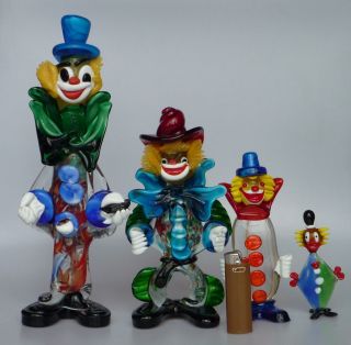 4 Clowns Murano Glas 31cm 23cm 18cm 11cm Clown Muranoglas Bild