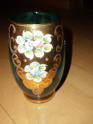 Wasserglas Bohemia ? Emaillemalerei,  Böhmisch Glas Hartvergoldet,  Murano Glas ? Bild