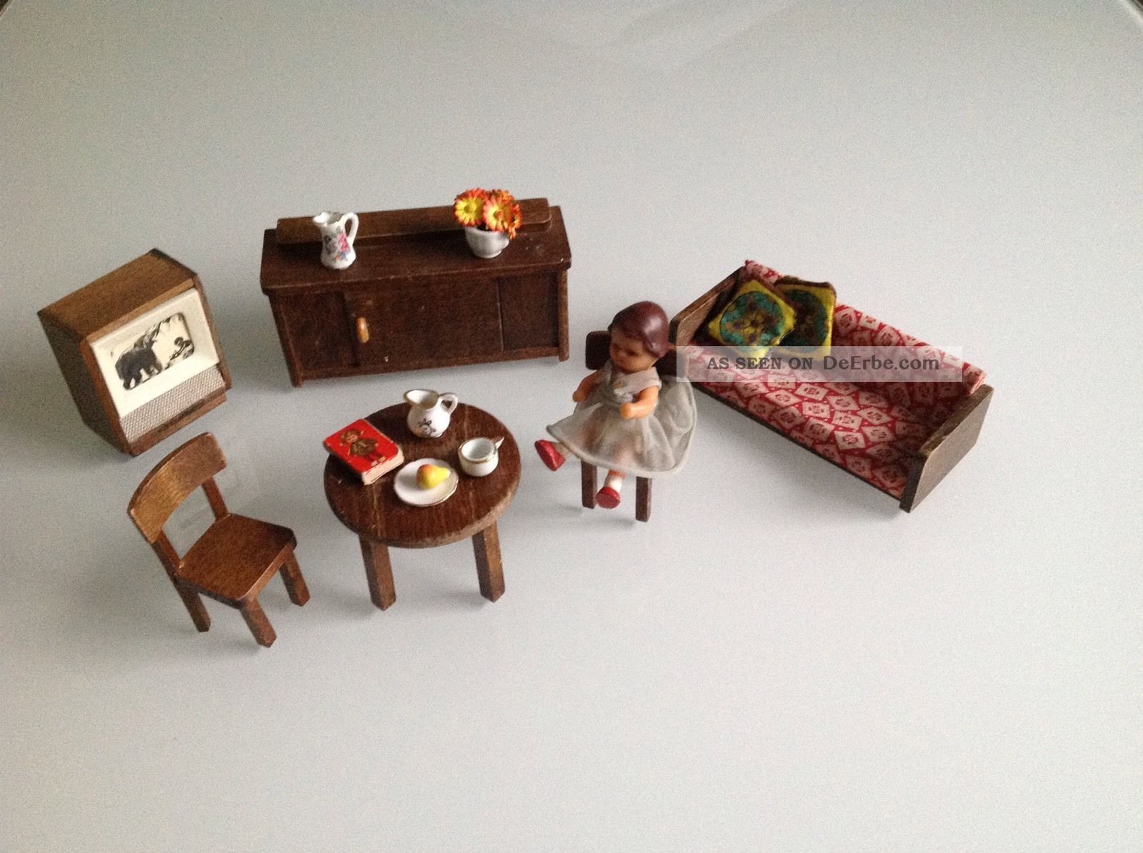 Alte Wohnzimmermobel Holz Puppenstube Puppenhaus 50 60er Jahre