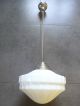 Nobel Bauhaus 1930 Deckenlampe Art Deco Lampe Lamp Weiß Glas Chrom Stange 1920-1949, Art Déco Bild 2