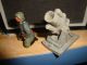 1 Seltene Elastolin,  Lineol,  Hausser Militär Masse Figur,  Soldat Mit Geschützturm Gefertigt nach 1945 Bild 5