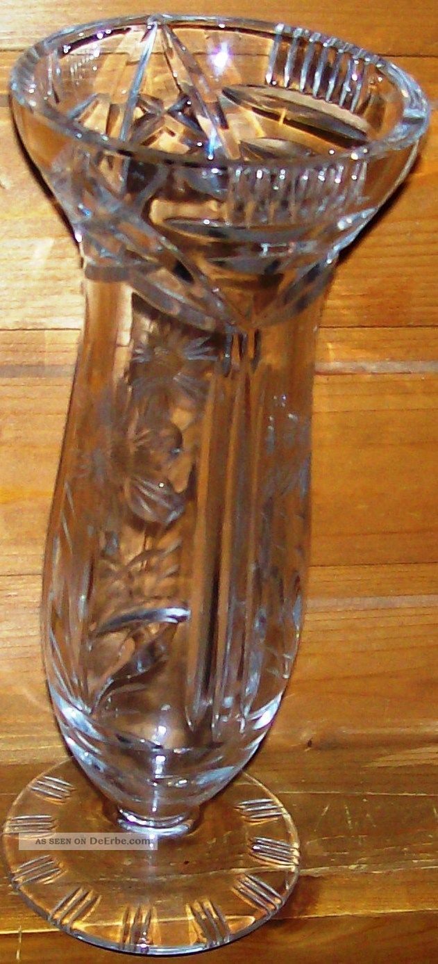 Regency Bleikristall-Vase Mit Fuß – 20 Cm Hoch, Handgeblasen, Satiniert – Einzigartiges Unikat Für Tischdeko