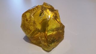 1100 Gramm Glaskristall Glas Schmelzglas In Gelb Sammlerglas Kristall Bild
