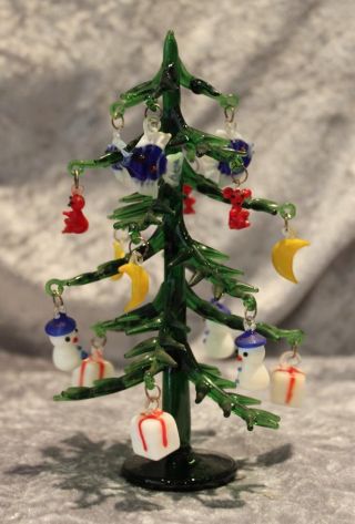 Murano Glas - Tannenbaum / Weihnachtsbaum Mit Anhängern - Weihnachten Top Rrr Bild