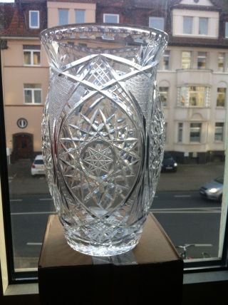 Große Antike Filigrane Bleikristall - Vase Handgeschliffen Artdeco Vitrinenobjekt Bild