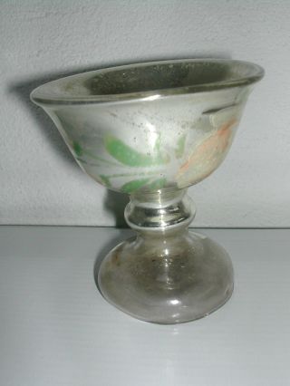 Antik Bauernsilber Schaumglas ? Glas Pokal Kelch Mit Malerei Bild