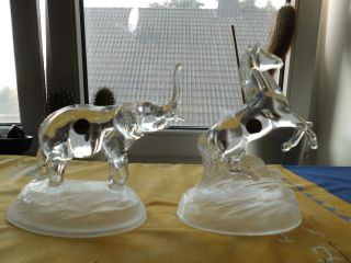 2 Bleikristallfiguren,  Bleikristall Figuren,  Elefant,  Pferd,  Christal D´ Arques Bild