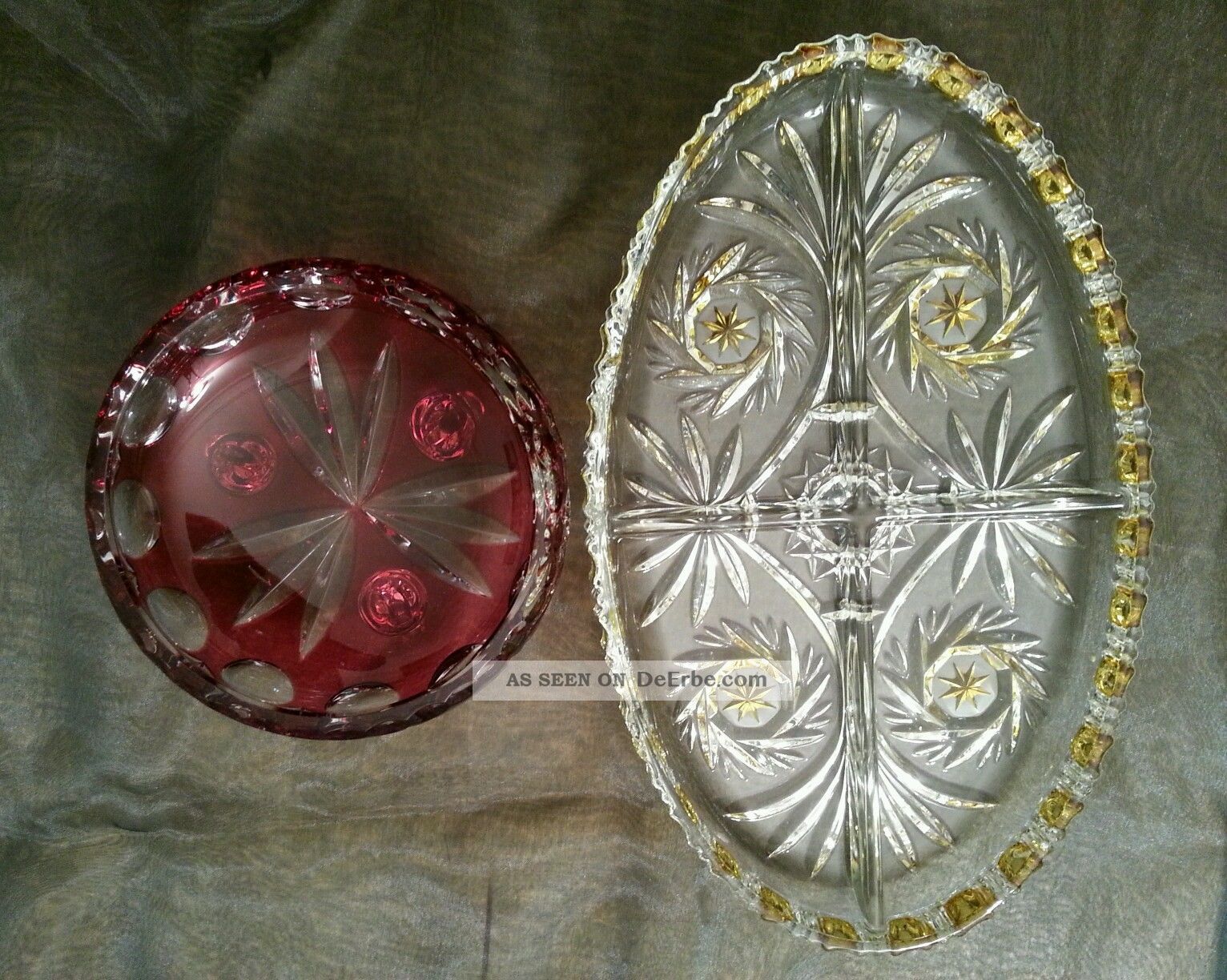 Bleikristall Schale Rot Und Sonnenschliff Schale Mit Gelb