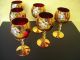 Murano Likörservice Service Karaffe Und 6 Rote Gläser Rubinrotes Glas Vergoldet Glas & Kristall Bild 1