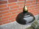 Alte Bauhaus Art Deco Lampe Deckenlampe Emaille Messing Fassung Loft Industrie 1920-1949, Art Déco Bild 4