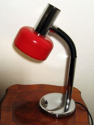 Hillebrand Tischlampe - Lampe - Chrom - Rot - Vintage 60/70er Jahre Bild