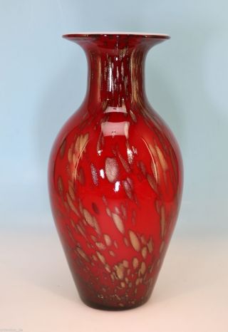 Murano Große Vase Von Nason Rot Mit Aventurin Kröseln,  28,  5 Cm Bild