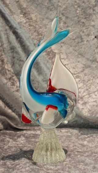Murano Glas - Fisch - Blau / Weiß / Rot Bild