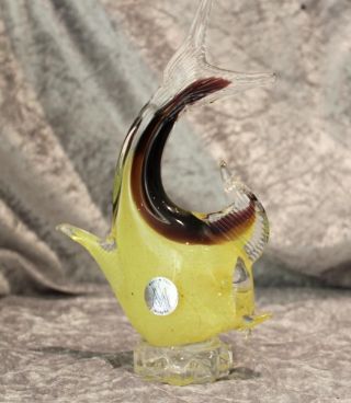 Murano Glas - Fisch - Gelb Mit Braun - Bild