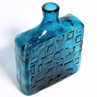 60er - Jahre Flaschenvase Mit Struktur - Türkis - Nordisches Glas Bild