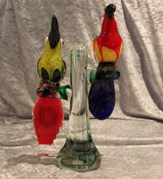 Murano Glas - Vogel Papagei Papageienpaar - Bunt - 4,  3 Kg - Seltenes Stück Bild