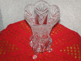 Bleikristall Glas Vase 17,  5 Cm Antik Mit 3 Füßen Schöner Schliff Nachlaß Oma Bild