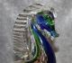 Murano Glas - Pferd Hengst Stehend - Blau Grün - Goldeinlage Glas & Kristall Bild 7
