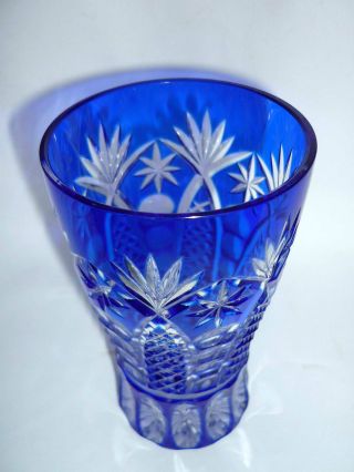 Bohemia Kristallvase Haida Schliff Glasvase Blau Überfangglas Kristallglas Top Bild
