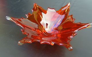 Muranoglas Prachtvolle Schale Mit 6 Spitzen Zipfelschale Mundgeblasen 30 Cm Bild