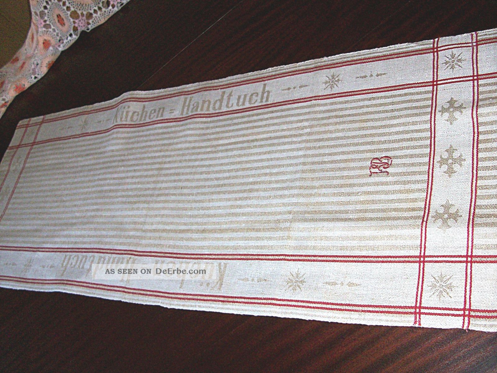 Antikes Bauernleinenen Handtuch Schrift RaritÄt Monogramm Rs 110/42cm Textilien & Weißwäsche Bild