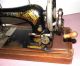 Nachlaß Antike Singer Nähmaschine Handkurbel Im Holz Koffer Haushalt Bild 1