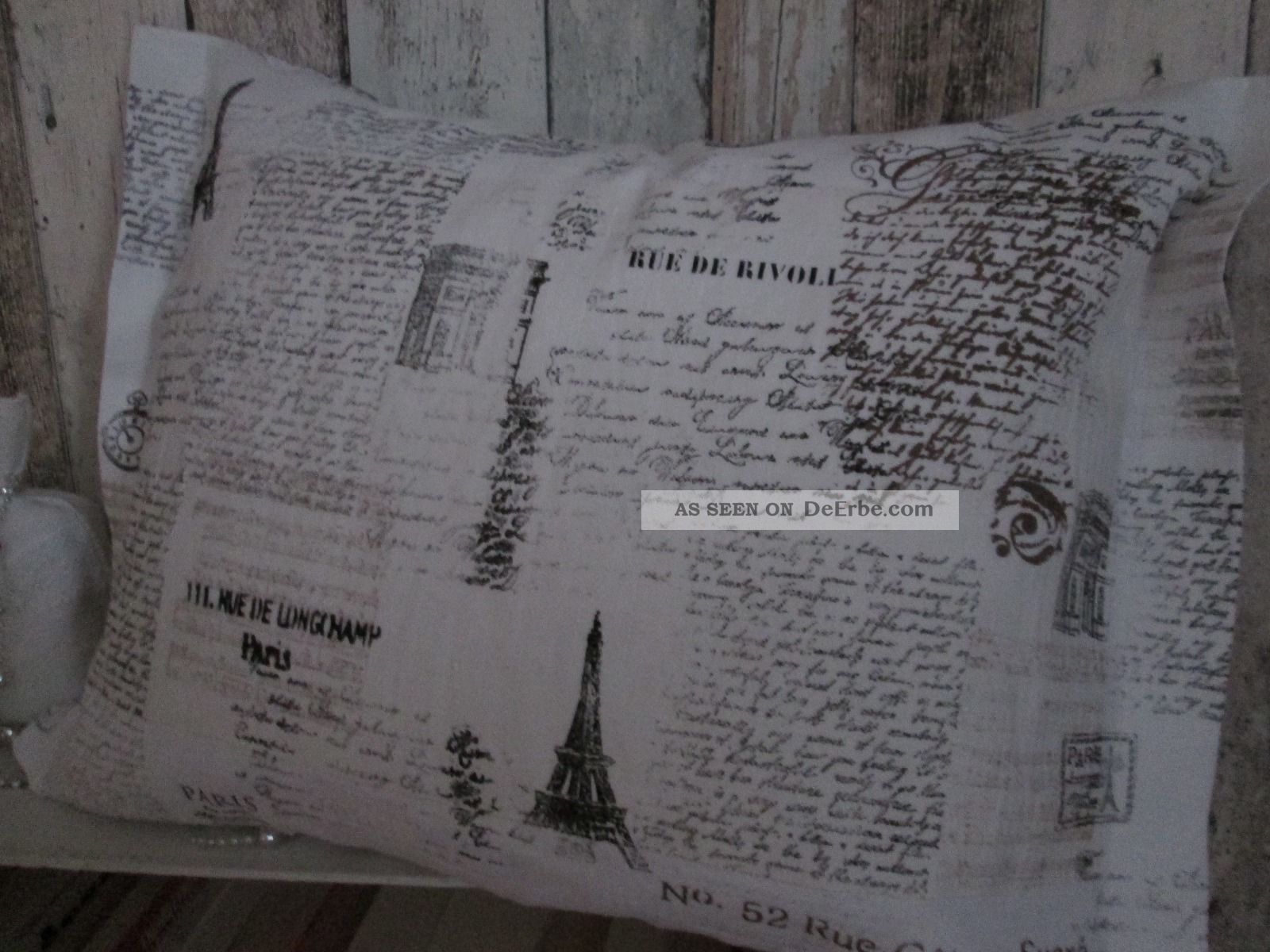 KissenhÜlle Vintage Schriften Weiss/creme Leinen Ca.  40x57cm Bedruckt Weißwäsche Bild