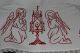 , Weihnach Idee,  Antik Wandbehange Rot Stickerei Tischwäsche Bild 1