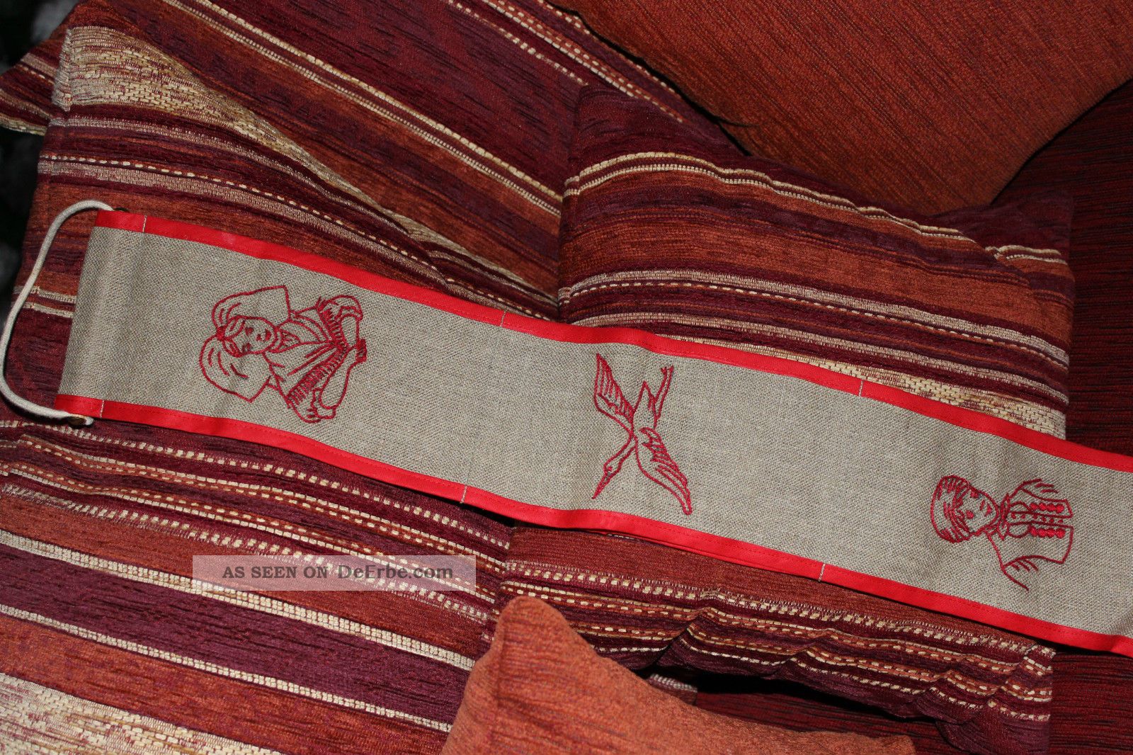 , Weihnach Idee,  Antik Wandbehange Rot Stickerei Tischwäsche Bild