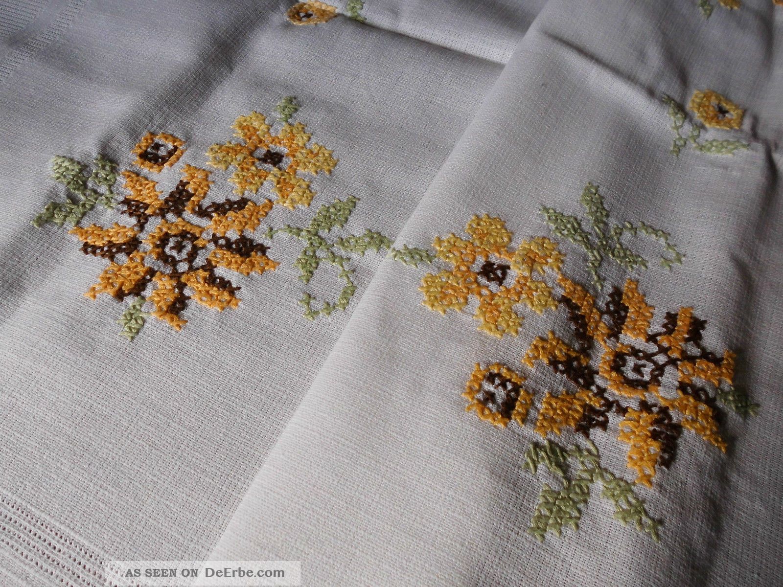 Wunder - SchÖne - Mitteldecke - Leinen - Sonnenblumen - Spitze - Handarbeit Tischdecken Bild
