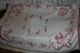 , Weihnach Idee,  Groß Antik Leinen Tischdecke,  Tolle Rot Stickerei,  150x200cm Tischdecken Bild 1