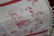 , Weihnach Idee,  Groß Antik Leinen Tischdecke,  Tolle Antik Rot Stickerei,  Fransen Tischdecken Bild 1