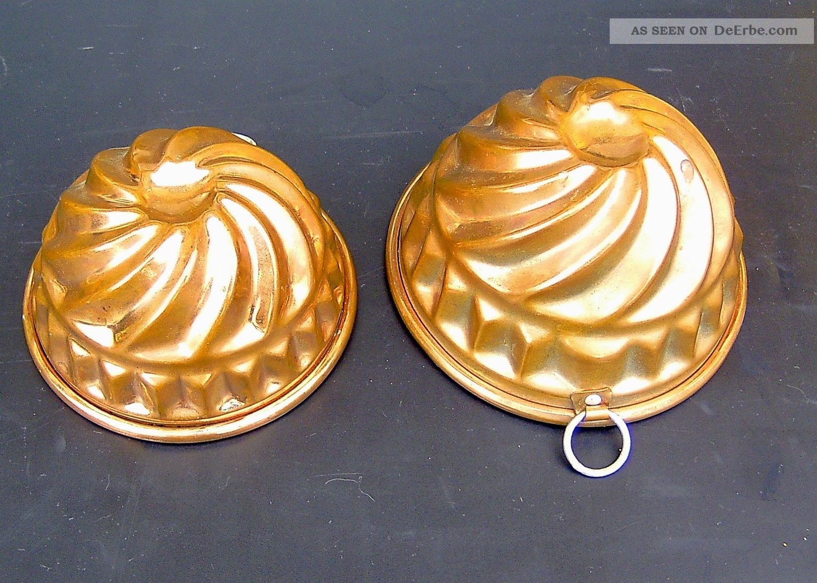 2 Alte Kupferformen Kleine Kuchenformen Aus Kupfer Durchmesser 11 Und 13 Cm Haushalt Bild