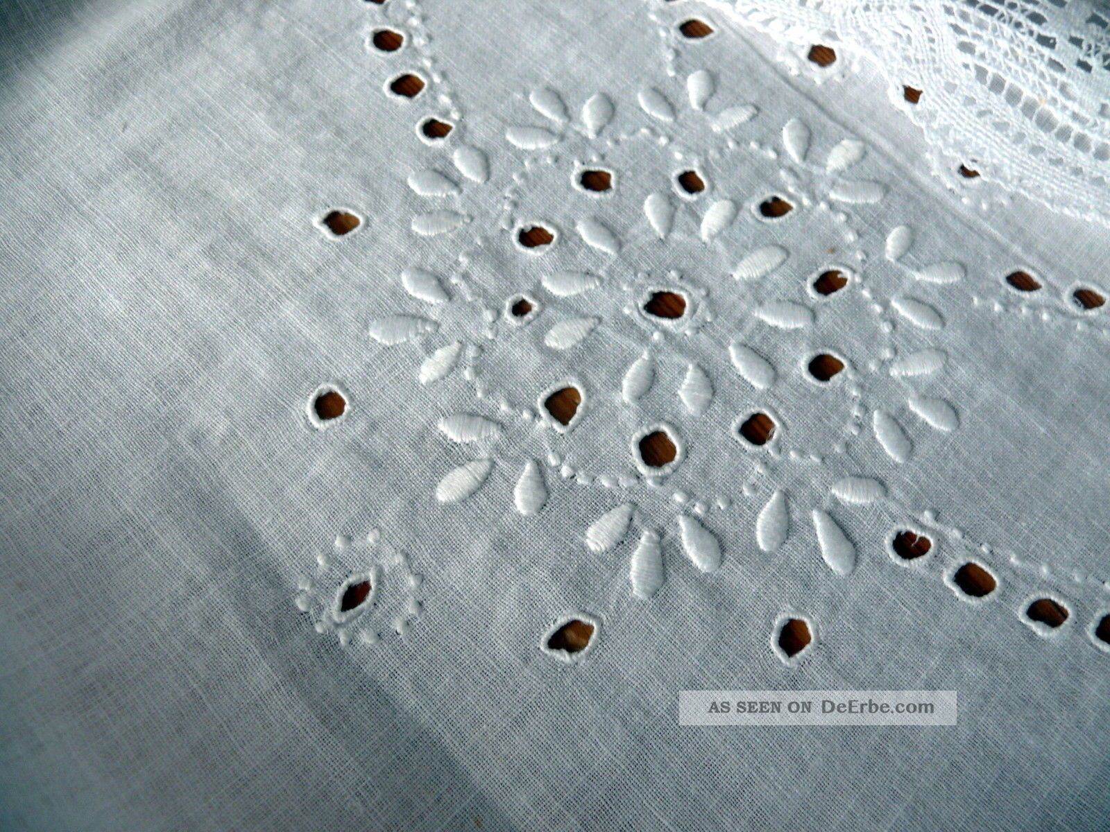 Weißes Feines Überhandtuch Aus Feinem Batist Mit Handarbeit Und Spitze Tischdecken Bild