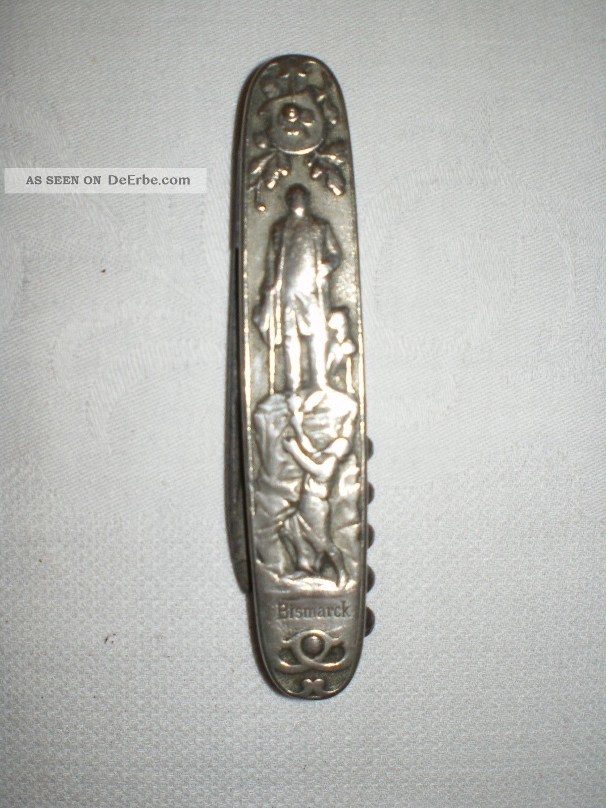 Uraltes Taschenmesser & Korkenzieher Mit Bismarck Motiv & Spruch,  Um 1870. Haushalt Bild