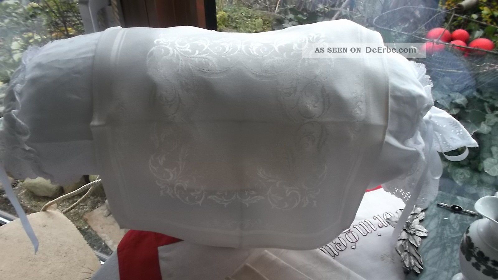 6 Antike Servietten,  Damast,  Zart Gelb,  Art Deco Tischdecken Bild