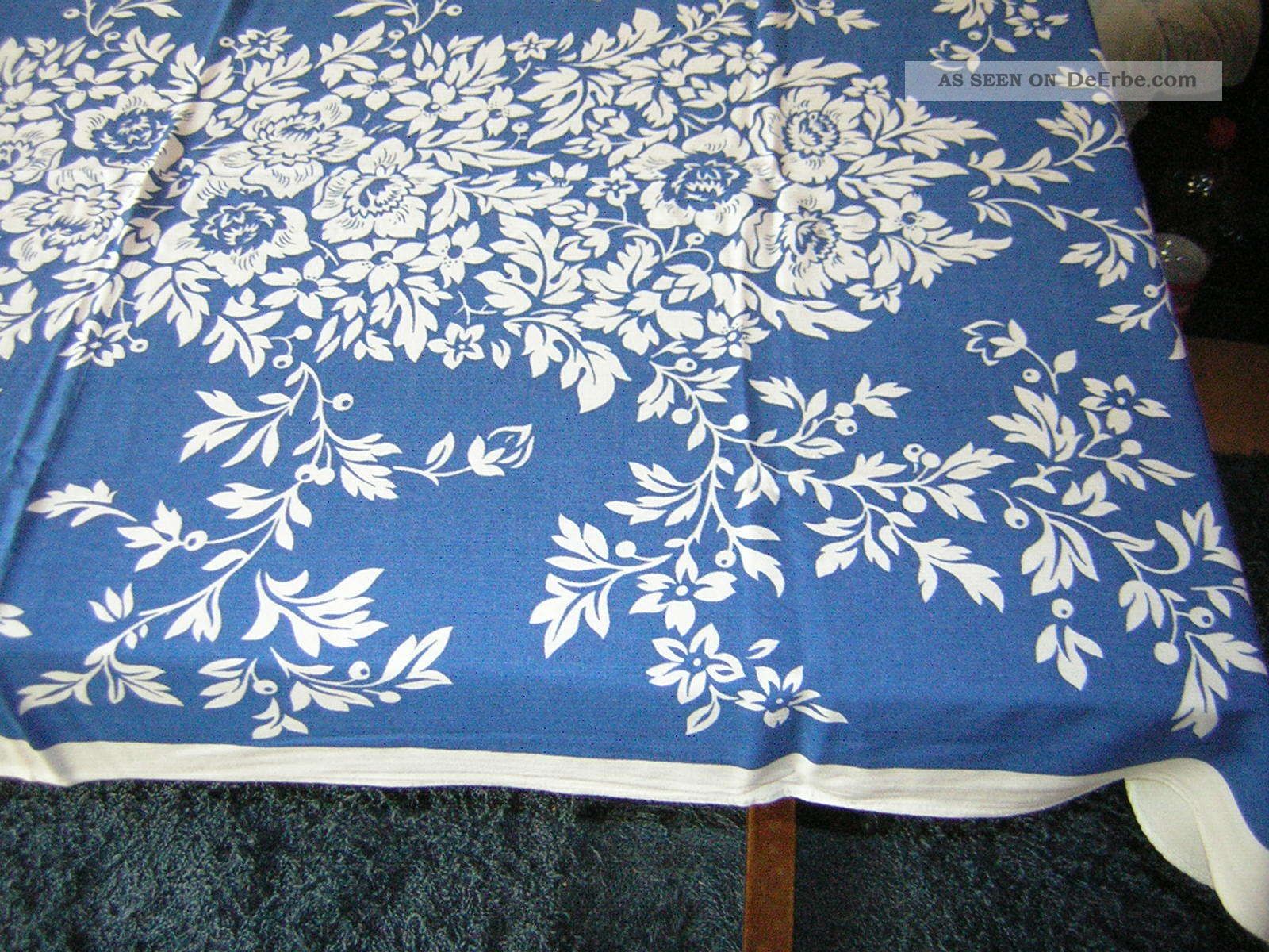 Tischdecke Blau / Weiß Vintage 150 Cm X 92 Cm Tischdecken Bild