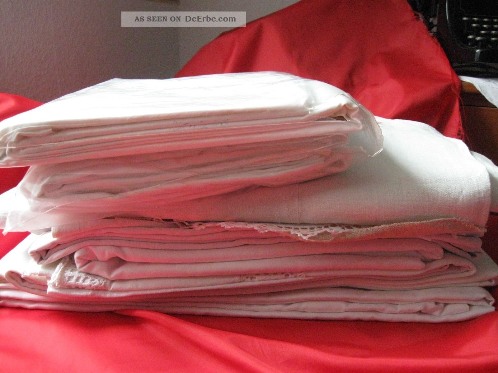 Ca.  6,  2 Kg Weißwäsche,  Baumwolle,  Leinen,  Bezüge Und Reste Z.  Verarbeiten,  Nähen Weißwäsche Bild