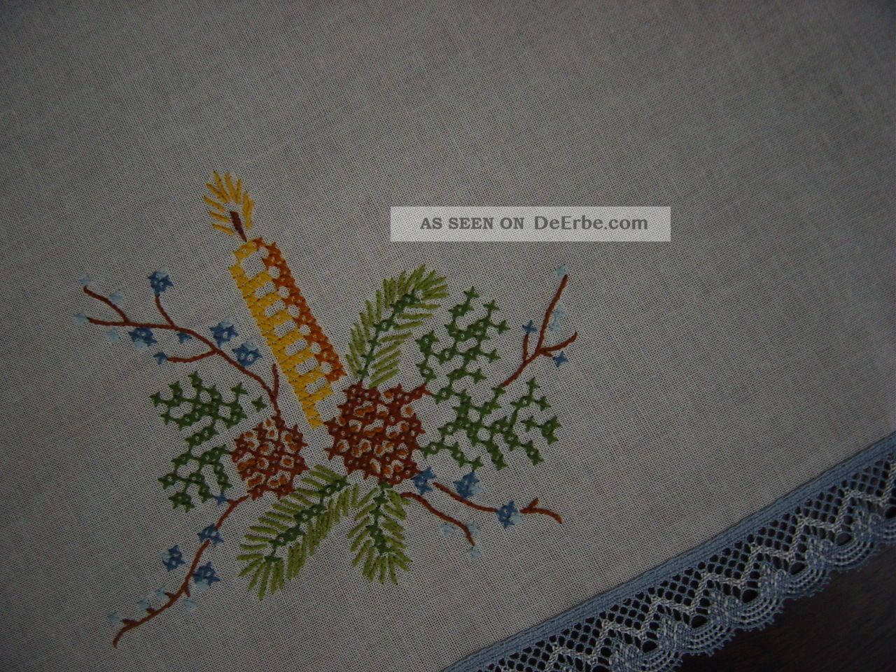 Weihnachtsdecke Mitteldecke Handarbeit 75x75cm Tischwäsche Bild