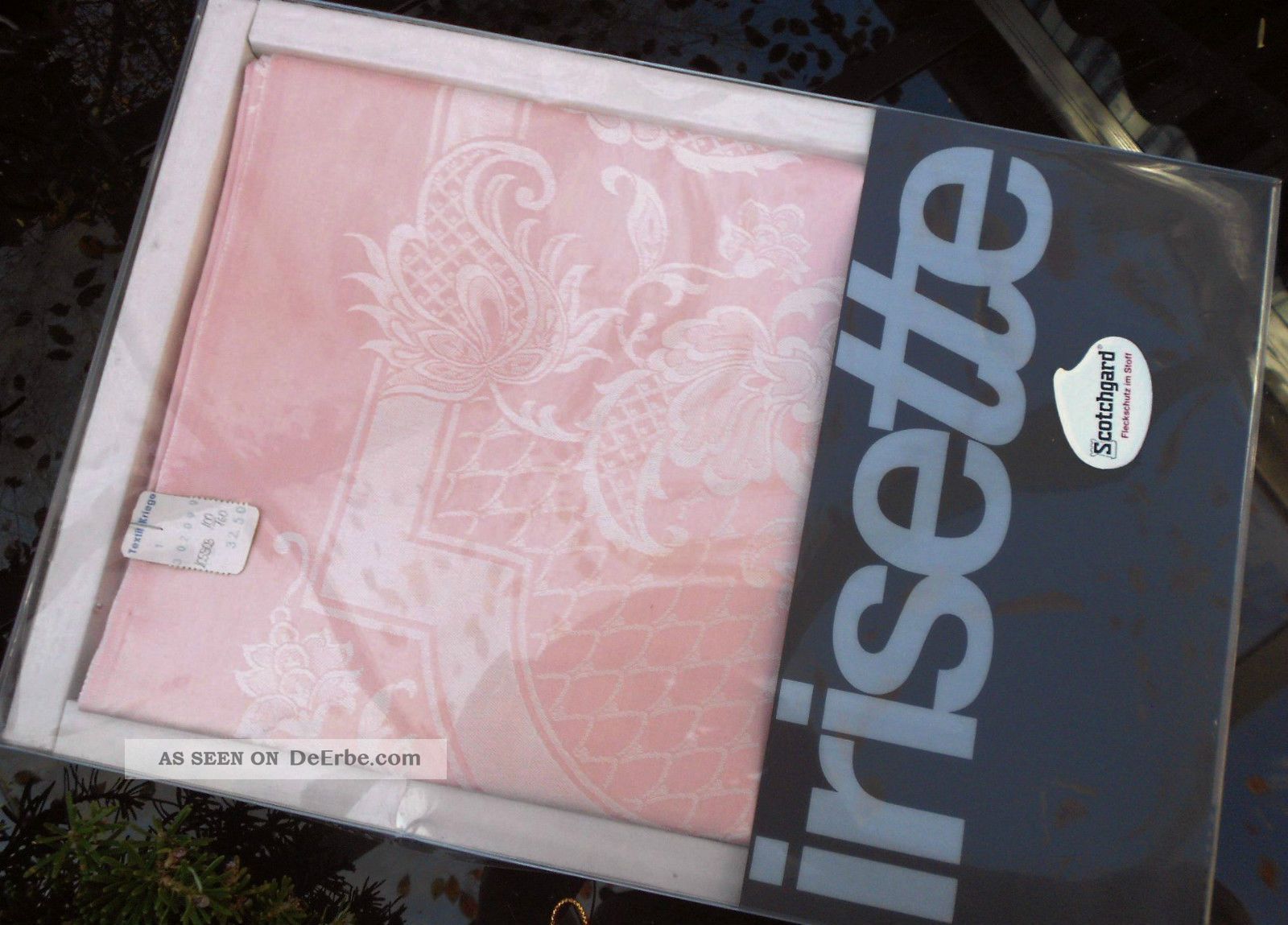 Rosé Irisette Scotchgard Damast Tischdecke Jugendstil Rosen Wildrose 100x160 Tischdecken Bild