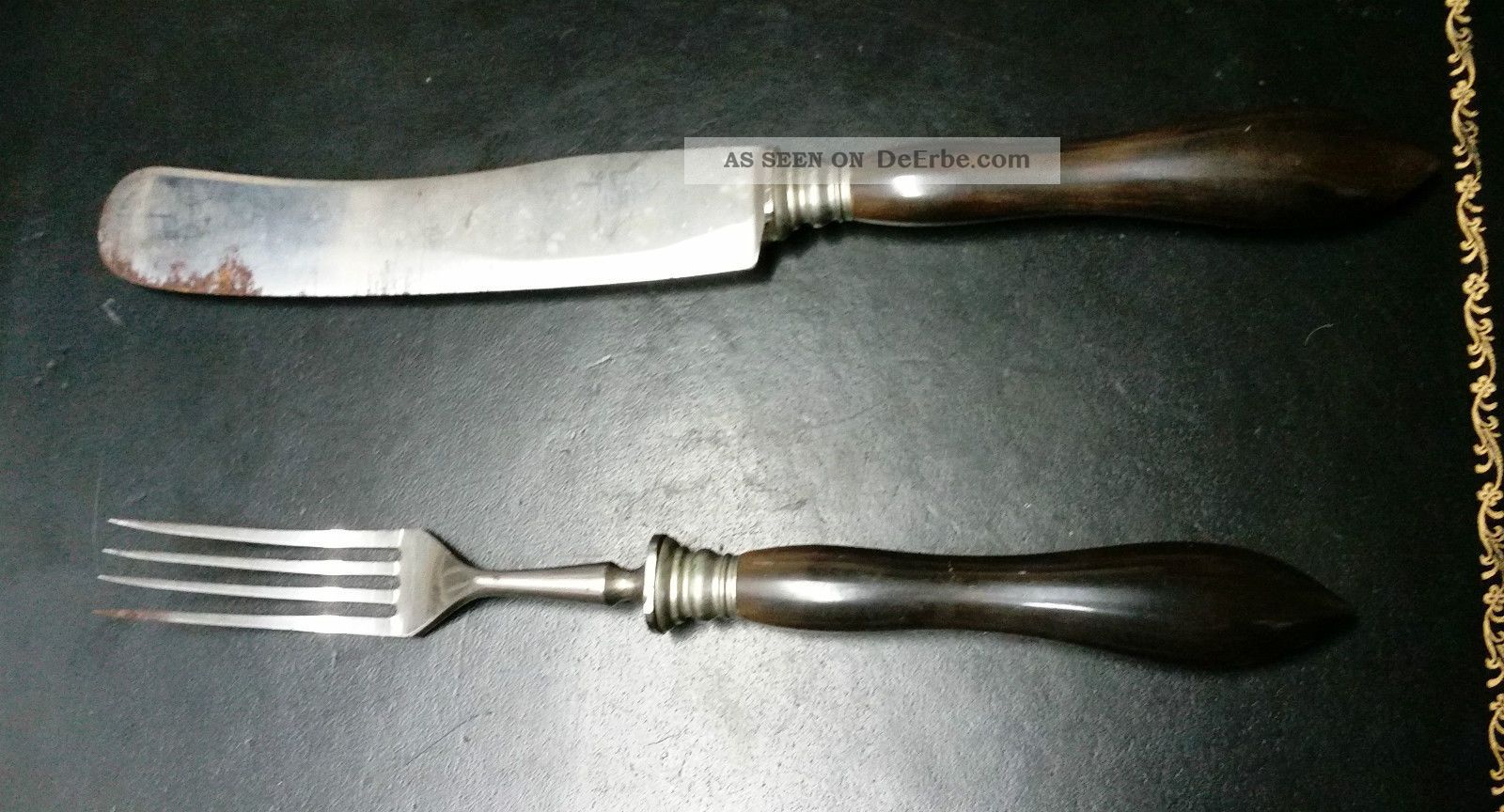 Antike Ebenholz? Messer & Gabel,  Aus Solingen Nachlass Haushalt Bild