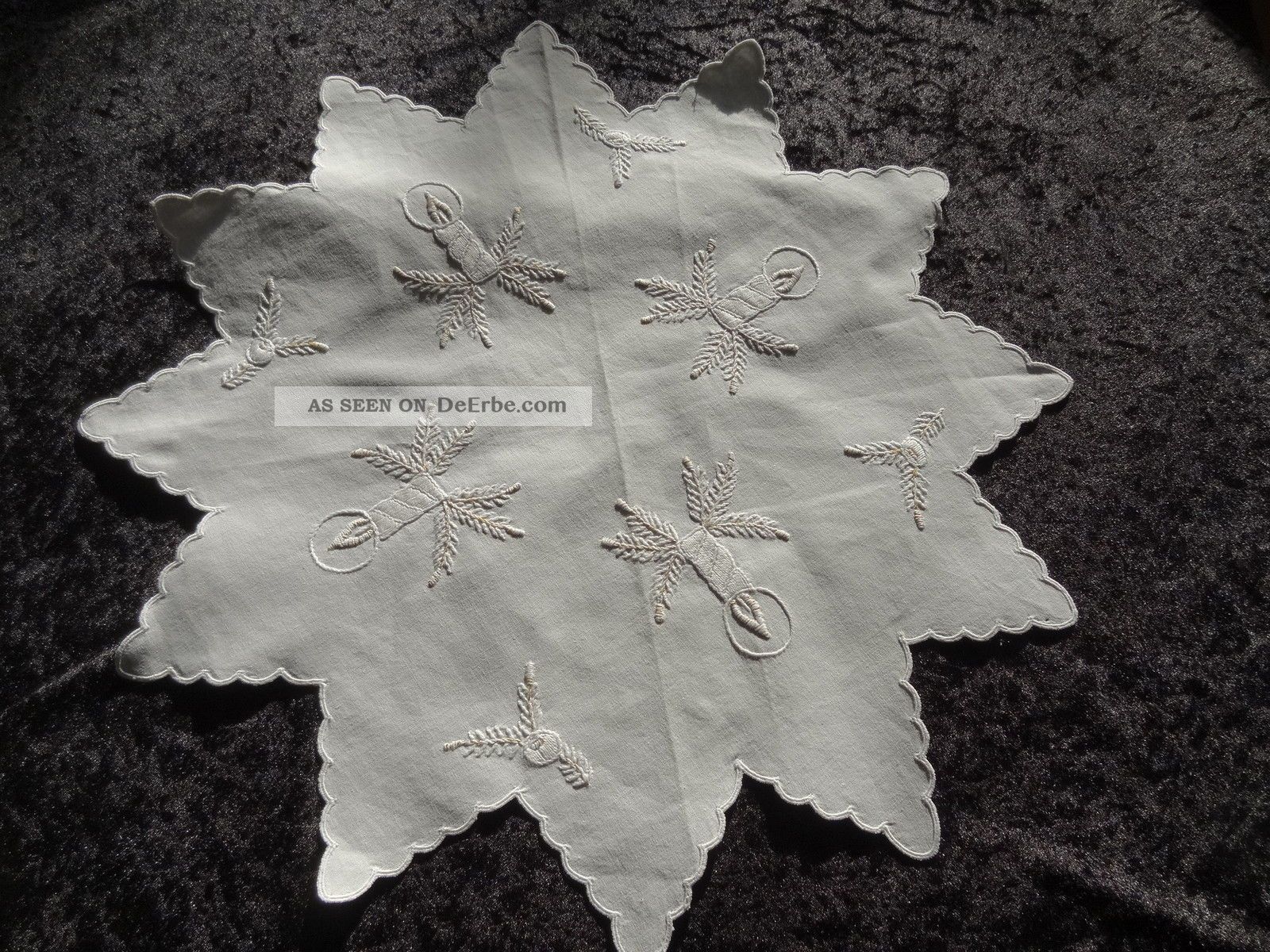 Weihnachtsdecke Advent/ Weihnachten Weihnachtsstern Ganz In Weiß.  Handarb Tischdecken Bild