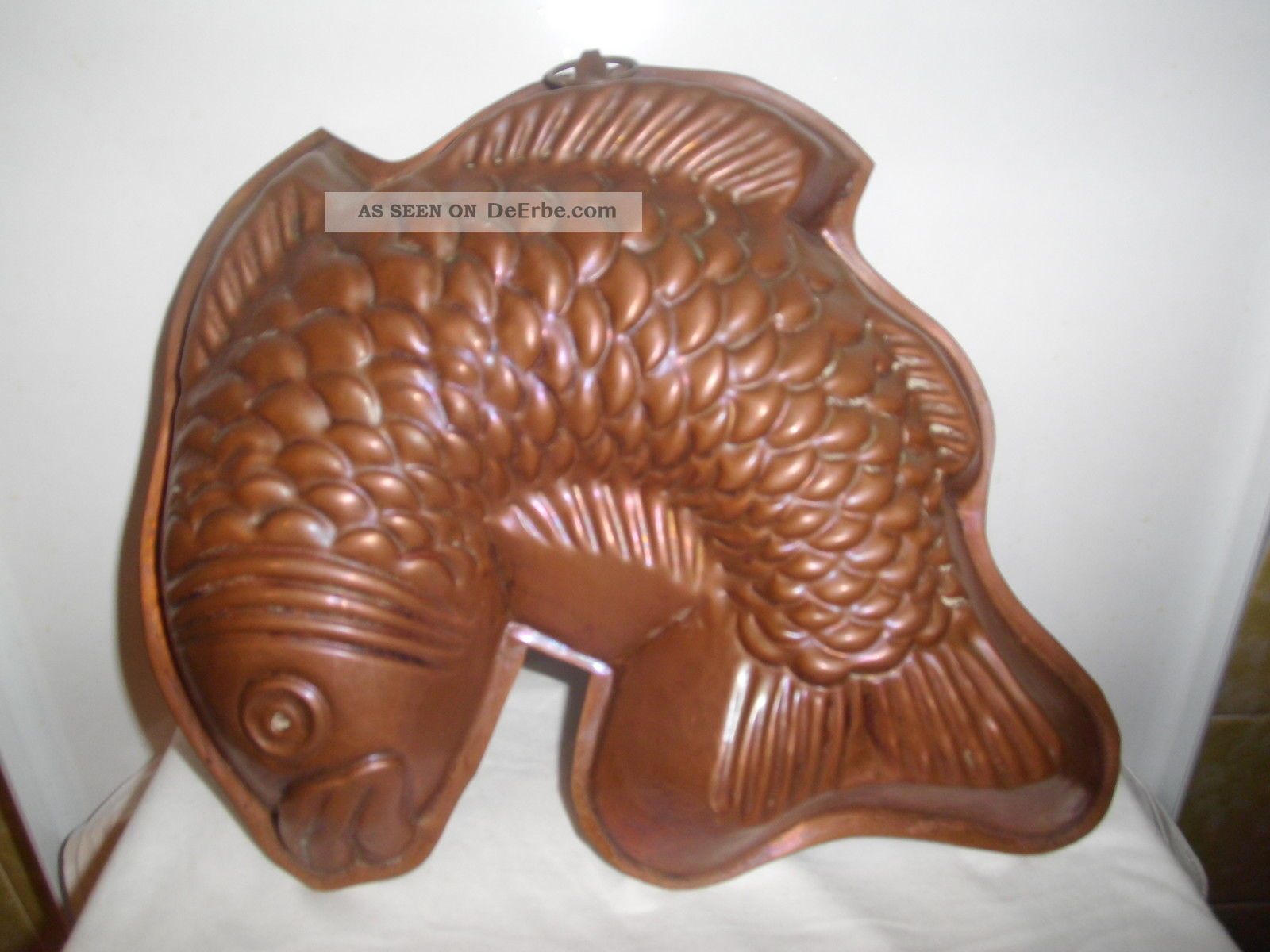 Alte Kupfer Kuchen Backform Fisch - Puddingform - Kupferbackform Innen Verzinnt Haushalt Bild