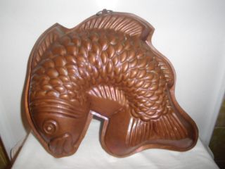 Alte Kupfer Kuchen Backform Fisch - Puddingform - Kupferbackform Innen Verzinnt Bild